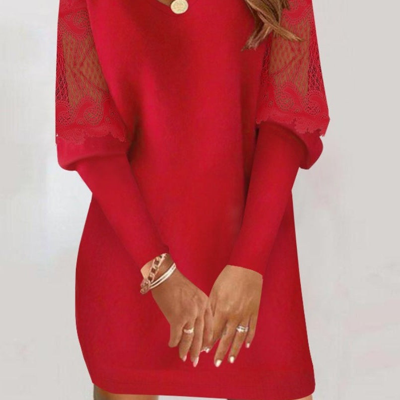 WYDMA | Sukienka z koronkowymi rękawami 