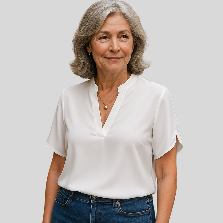 BURSZTYN | Elegancka bluzka z dekoltem w serek 