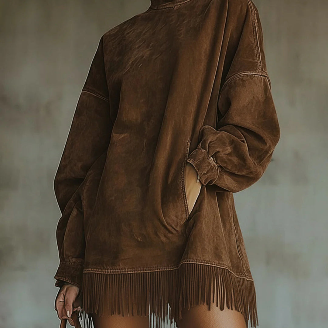 Sukienka z Fausz Suede z Golfem i Frędzlami