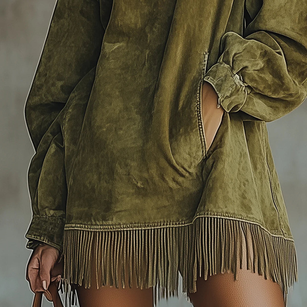 Sukienka z Fausz Suede z Golfem i Frędzlami