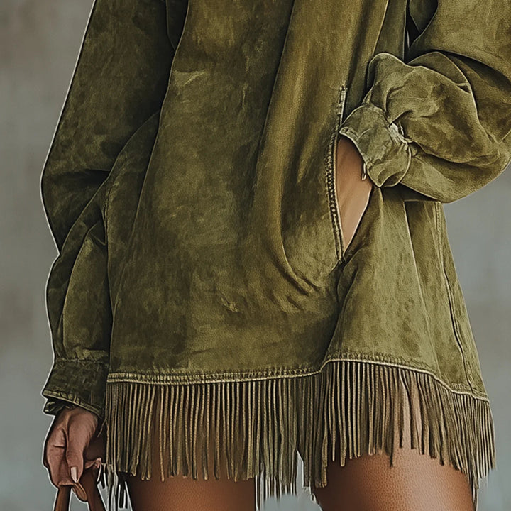 Sukienka z Fausz Suede z Golfem i Frędzlami