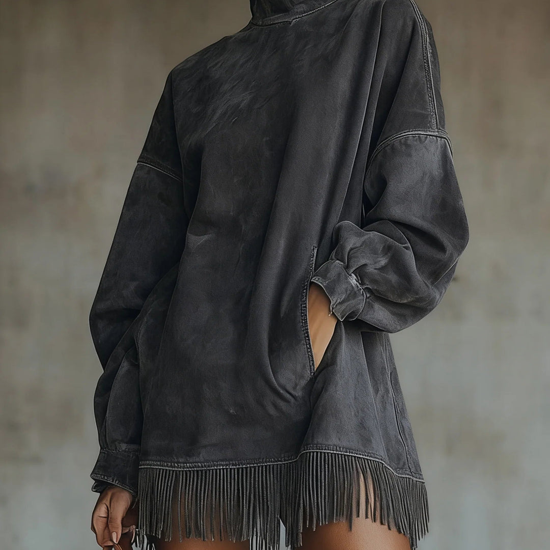 Sukienka z Fausz Suede z Golfem i Frędzlami