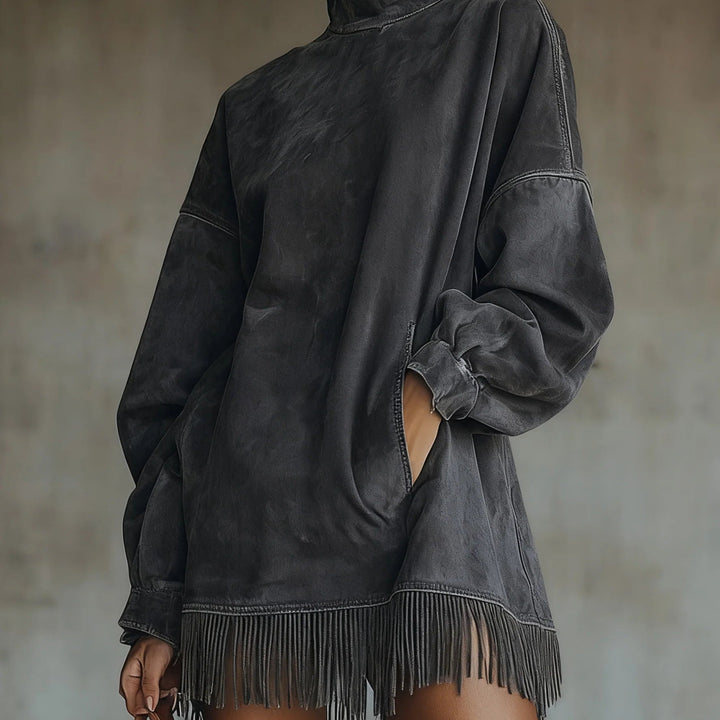 Sukienka z Fausz Suede z Golfem i Frędzlami