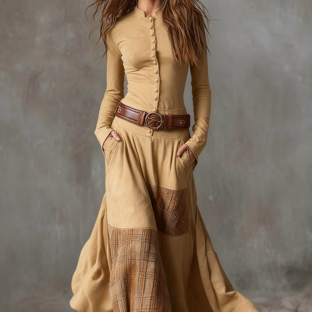 Helena | Granatowa zamszowa sukienka maxi