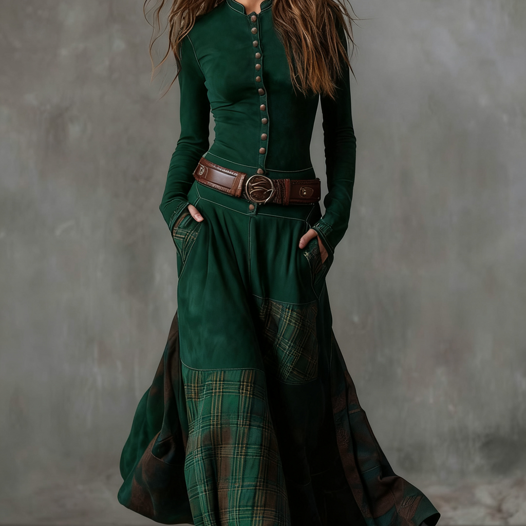 Helena | Granatowa zamszowa sukienka maxi