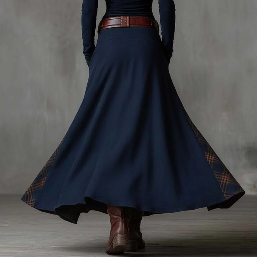 Helena | Granatowa zamszowa sukienka maxi