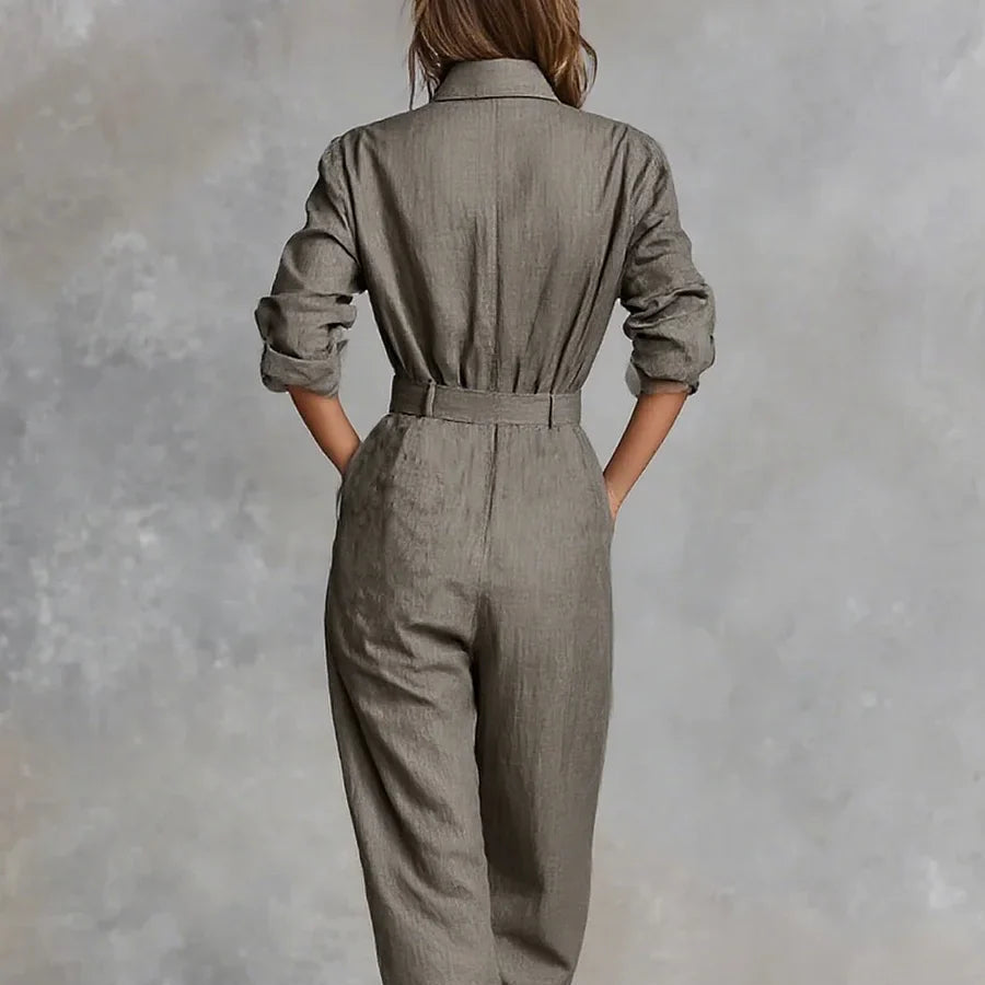 Magda | Bawełniano-lnianie kombinezon z długim rękawem