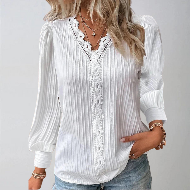 LARA | Bluzka z szyfonu z koronką 